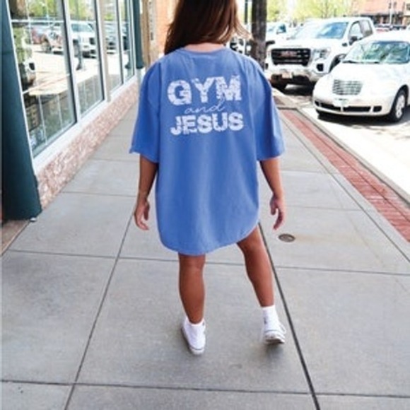 Comfort Colors Gym and Jesus T-Shirt Christian Graphic Tee Shirt Size XL X-Large - Picture 1 of 4